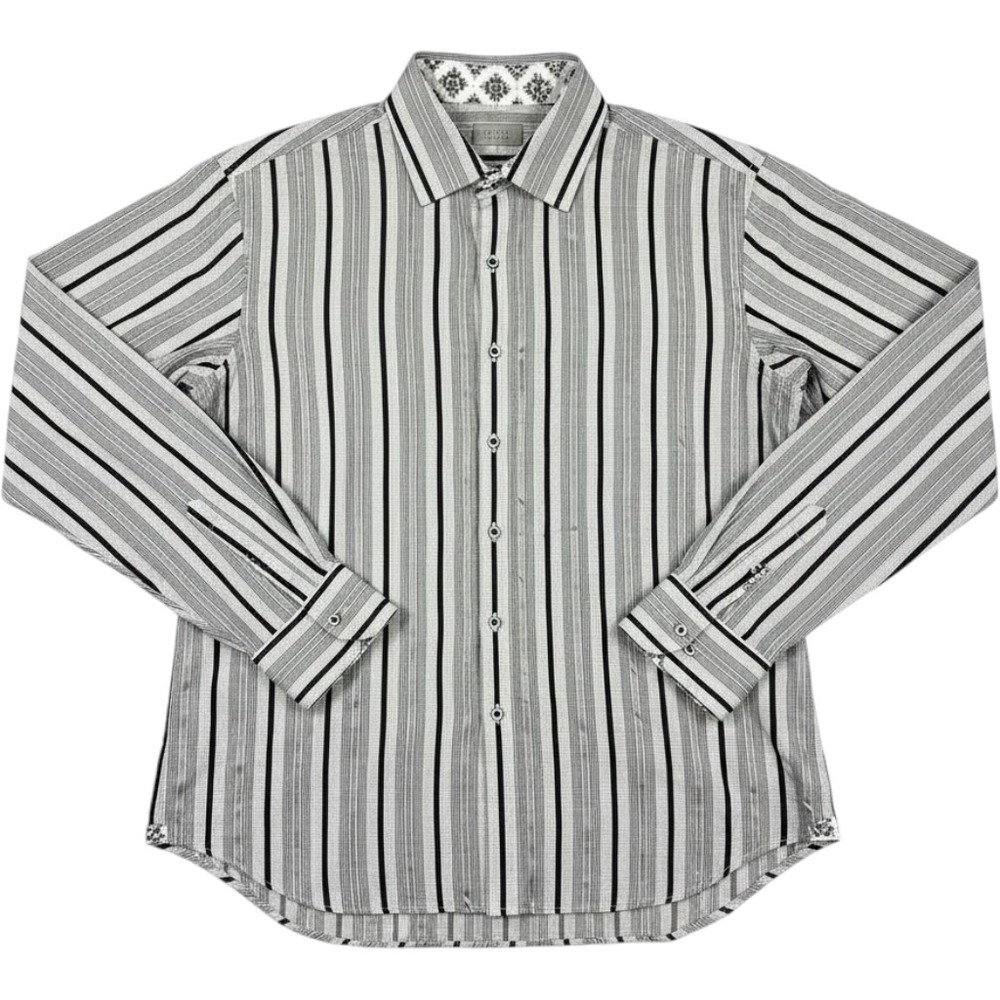 Robert Graham Mens Long Sleeve Striped Button Down Shirt Casual 2XL